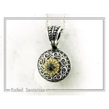 Genuine Sky-Blue Topaz Byzantine Filigree Necklace: Oxidized and 18K Gold Filled Sterling Silver