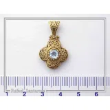 Byzantine Cross Sky-Blue Topaz Pendant: Handmade Filigree 18k Gold Filled Sterling Silver Necklace