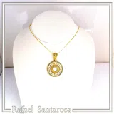 Greek Key Maiandros Sculptured on Marble Necklace: Sterling Silver 18K Gold Filled, Natural Pearl