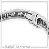 Greek Key Meander Oxidized Sterling Silver 925 Bangle Bracelet Handmade Artisan Jewelry Gift Women