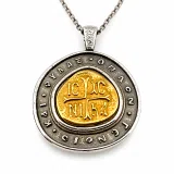Jesus Christ Victorious Necklace: 18K Gold Christogram & Oxidized Sterling Silver. ICXC NIKA Orthodox Prayer.