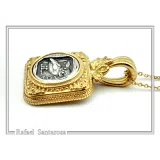 Athena Owl Tetradrachm Coin Ancient Greek Style Necklace: Oxidized Sterling Silver & 18K Gold filled