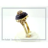 Natural Amethyst Black and Gold Byzantine Ring: 18K Gold Filled & Oxidized Sterling Silver