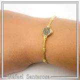 Athena Goddess Wisdom Owl Coin Bracelet: Oxidized & 18K Gold Filled Sterling Silver