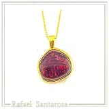 Christogram Constantinato Jesus Name Prayer Necklace: Red Enamel on 18 karat Gold Filled Silver