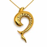 Sterling Silver Dolphin Pendant, 18K Gold Filled Meander Necklace, Ancient Greek Jewelry
