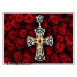 Byzantine Religious Christian Cross Necklace: Natural Garnet, Oxidized & 18K Gold filled Sterling Silver