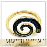 Blue Enamel Spiral Adjustable Statement Ring: Eternity Symbol 18 Karat Gold Filled Sterling Silver