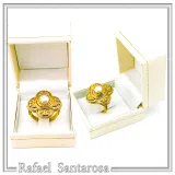 Byzantine Cross Ring: Natural Pearl, Sterling Silver 18K Gold-Filled Filigree