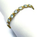 Genuine Brilliant cut Topaz Beaded Tennis Bracelet: 18K Solid Gold Byzantine Filigree Bracelet