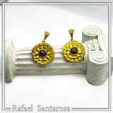 Ancient Greek Garnet Earrings, 18K Gold Filled Sterling Silver, Greek Museum Inspired