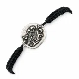 Owl Coin Tetradrachm macrame Oxidized Sterling Silver Bracelet: Greek Museum Jewelry