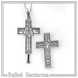 Byzantine Relic Holder Reliquary Cross Pendant: Oxidized Sterling Silver Cross for Men