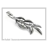 Olive Leaf Branch Drop Earrings Greek Mythology Peace Symbol: Oxidized Sterling Silver