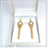 Greek Temple Column Natural Pearl Earrings: 18K Gold Filled Sterling Silver, Greek Museum Jewelry