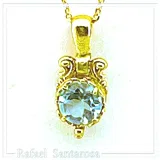 Natural Topaz Filigree Charm Necklace: 18K Gold-Filled Sterling Silver Delicate Tiny Pendant