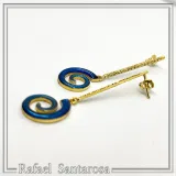 Blue Enamel Boho Spiral Symbol of Galaxy Drop Earrings: Sterling Silver Gold-Filled dangle Earrings