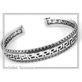 Greek Key Meander Oxidized Sterling Silver Cuff Bracelet, Museum Inspired Unisex Adjustable Jewelry