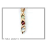 Filigree Natural Gemstones Pendant with Byzantine ornaments on bezel: 18K Gold-Filled Sterling Silver