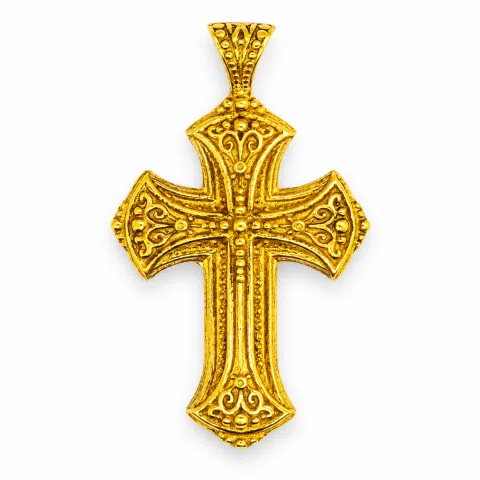 Religious Byzantine Filigree Ornaments Cross Necklace: Sterling Silver Oxidised or 18K Gold Filled Pendant