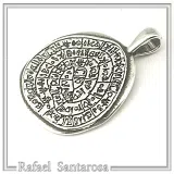 Ancient Greek Calendar Charm museum replica Oxidized Sterling Silver Phaistos Disc Pendant