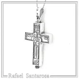 Byzantine Relic Holder Reliquary Cross Pendant: Oxidized Sterling Silver Cross for Men