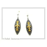Maltese Cross Drop Earrings. Medieval Jewelry: Oxidized and 18K Gold-Filled Sterling Silver