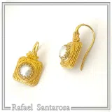 18K Solid Gold Filigree Classic Earrings, Natural Freshwater Pearl: Special Day Jewelry for her