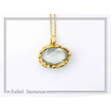 Natural Sky-Blue Topaz Pendant: Floral Bezel 18K Gold-Filled Sterling Silver Charm