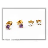 Natural Topaz, Amethyst, Garnet, Peridot Stud Earrings: Gold Filled Sterling Silver