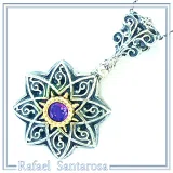 Byzantine Amethyst Filigree Detail Necklace: Oxidised and 18K Gold Filled Sterling Silver