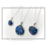 Chi Ro Christian Talisman Pendant: Sky Blue Enamel on Oxidized Sterling Silver Constantinato