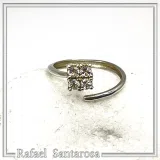 Sterling Silver Adjustable Minimal Square Ring with Four 3mm White Topaz Brilliant Cut Stones