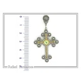Peridot, Garnet, Topaz, Amethyst, Pearl or Lapis Oxidized Sterling Silver Byzantine Cross Religious Necklace