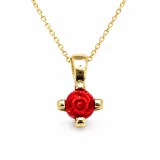 Rose Flower Pendant: Handmade Sculptured Alabaster and 18K Gold-Filled Sterling Silver Necklace