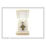 Natural Lapis Lazuli Byzantine Religious Cross: Oxidized Sterling Silver and 18K Gold Filled