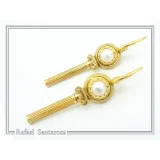 Greek Temple Column Natural Pearl Earrings: 18K Gold Filled Sterling Silver, Greek Museum Jewelry