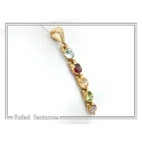 Filigree Natural Gemstones Pendant with Byzantine ornaments on bezel: 18K Gold-Filled Sterling Silver