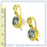 Athena Owl Coin Tetradrachm Antefix Earrings: Oxidised & 18K Gold-Filled Sterling Silver, Museum Replica