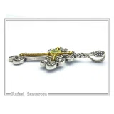 Peridot, Garnet, Topaz, Amethyst, Pearl or Lapis Oxidized Sterling Silver Byzantine Cross Religious Necklace