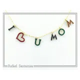 I LOVE U MOM Charm Personalised Necklace: Sterling Silver 18K Gold Filled Enamel Colored