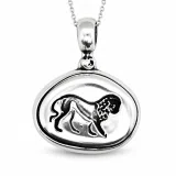 Lion seal Pendant, Ancient Greek Replica Museum Necklace for Him: Oxidized Sterling Silver