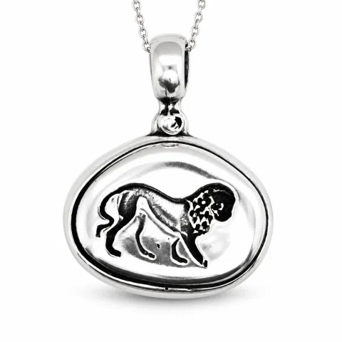 Lion seal Pendant, Ancient Greek Replica Museum Necklace for Him: Oxidized Sterling Silver