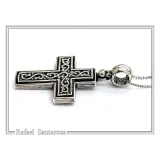 Oxidized Sterling Silver Men Cross Pendant: Byzantine Design Christian Necklace