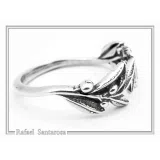Oxidized Sterling Silver Olive Branch Adjustable Ring: Floral Jewelry Greek Mythology Peace Symbol