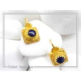 Genuine Lapis Lazuli Ancient Greek Style Earrings: 18K Gold-Filled Sterling Silver, Museum Jewelry