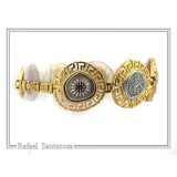 Ancient Greek Coin Greek key Beaded Bracelet: Oxidised and 18K Gold Filled Sterling Silver