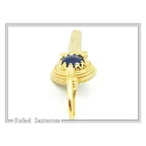 Natural Lapis Lazuli Greek Column Museum Earrings: Sterling Silver 18K Gold Filled Filigree Bezel