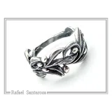 Olive Branch Band Ring, Greek Mythology Floral Jewelry: Oxidized Sterling Silver