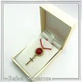 Konstantinato ICXC NIKA Cross Necklace: Red Enamel On 18K Gold-Filled Sterling Silver